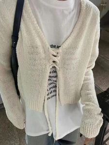 Damen-Strick, koreanische Mode, schwarz, aushöhlen, abgeschnittener Pullover, Harajuku, weiße Strickjacke, Damen, lockeres All-Match-Sonnencreme-Y2K-Top