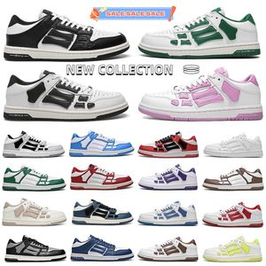 Designer Bone Casual Schuhe Männer Frauen Skel Top Low echter Leder Sneaker Fell Mode Sneaker weiß grau grün schwarz orange rot blau gelb Trainer Trainer Trainer