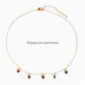 Pendant Necklaces Cubic Zirconia Choker Necklace Cz Grape Cherry Banana Peach Bling Women Fashion 18K Gold Plated Luxury Iced Out Frui Dhspd