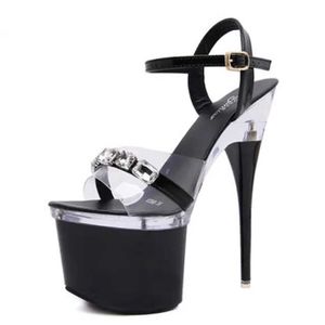 Kleid Schuhe Frauen Plattform Knöchelriemen Sandalen Sexy 18 cm Ultra High Heels Mode Nachtclub Stripper Rosa Schmalband Sommer Stilettos8D8W H240321