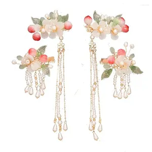 Hårtillbehör Tassel Frisyr Designverktyg Pärlblomma Kinesisk stil Huvudbonad Ancient Hairpin Hanfu Clip Set