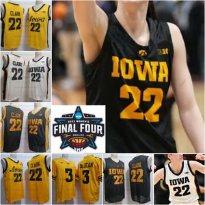 22 Caitlin Clark Iowa Hawkeyes college Football jersey Men STITCHED Jerseys 3 Cooper DeJean white black orange mens jerseys women's 2023 final four patch