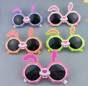 عيد الفصح Kids Sun Glases Gilrs Stereo Rabbit Ear Grasses Kids Cartoon Bunny Eyeglasses Boys UV Protection Beach Sunblock Z0210