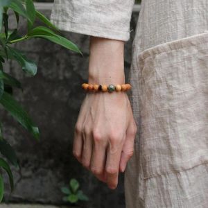 Strand Xiaoqingxin Cliff Cypress Wooden Male And Female Buddha Beads Couple Bracelet Vintage Fashion Agate Stone Text Playing