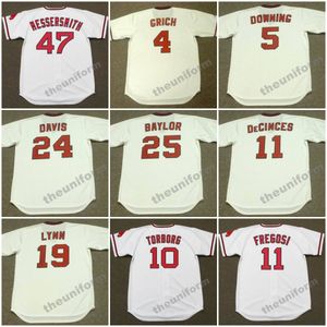 Mężczyzn z lat 1970. 190. Andy Messersmith Jeff Torborg Jim Fregosi Tony Conigliaro Bobby Grich Brian Downing Chili Davis California Baseball Jersey S-5xl