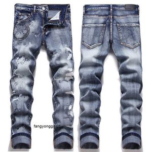 Herren-Jeans, Designer-Jeans, schwarze Jeans, High Street, lila Jeans für Herren, Stickerei-Hose, Damen-Jeans mit Übergröße, zerrissenes Patch-Loch-Denim, gerade, modische Jeans für Herren