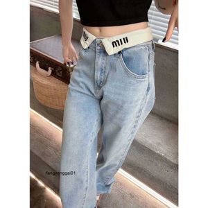 Basic Casual Dresses MM Family Spring/Summer Letter Embroidery Decoration Polo Collar High Waist Slim Jeans Fashion Versatile