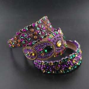 Purple Color Crystal Stone Headband Hairbands Elegant Women Hair Accessories Wide Wedding Jewelry 172 240311