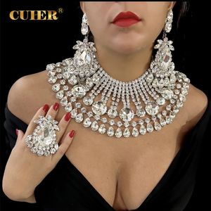 CUIER Collor Jewelry Set for Women Crystal Gemstones Oversize Drag Queen Accessories Necklace 240305