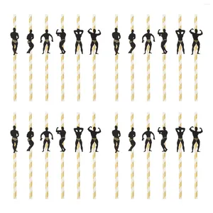 Disposable Cups Straws 24 Pcs Party Paper Drinking Bachelorette Decorations Summer Cold Stripper Pole Dancer Card Man Coffee