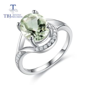 Anelli Set di gioielli con ametista verde naturale da 10 ct ovale 8 * 10 mm anello per orecchini in argento sterling per le donne da indossare ogni giorno bel regalo Tbj