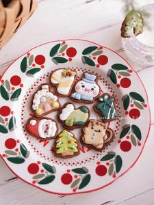 Baking Moulds Christmas Cane Gift Sock Cookie Cutter Santa Claus Snowman House Xmas Tree Biscuit Stamp Cup Decoration Accessorie