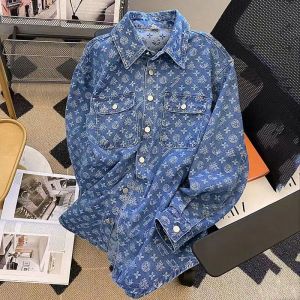 Blue Denim Shirt Jacket Women's Women 2024 Spring and Autumn Design Sense النسخة الكورية من جوكر Jacquard Top