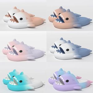 2024 Designer-Schuhe Frau Sandale Sommer Shark Hausschuhe Männer Paare Outdoor Shark Slides Dicke Sohlen Schuhe Kinder Flache Sandalen Gradient Flip Flops GAI EUR 36-45