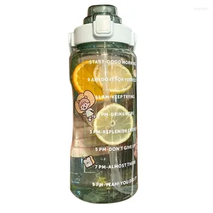 Wasserflaschen 2L Sportflasche mit Strohhalm Tragbare Sommer Outdoor Fitness Wandern Fahrrad Trinken