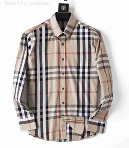 メンズカジュアルシャツデザイナーデザイナーブランドシャツ高品質の長袖シングル胸肉のファッショナブルだが幾何学的なチェックカジュアルシャツ04 SH80