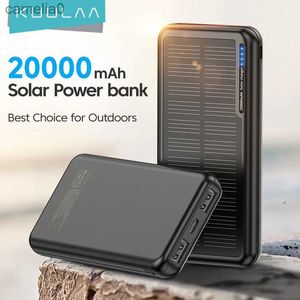 携帯電話のパワーバンクKUULAAソーラーパワーバンク20000MAH高速充電ポータブル外部バッテリーUSB電話充電器iPhone 14 13 12 11 Pro Maxc24320