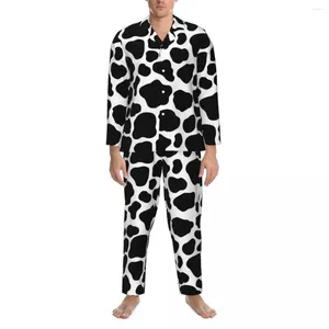 Masculino sleepwear dálmata cão pijama conjunto animal impressão adorável mulher manga longa casual solto diário 2 peça casa terno plus size