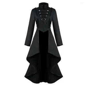 Mulheres Trench Coats Mulheres Vinatge Tailcoat Irregular Saia Hem Medieval Casaco Steam Punk Gótico Windbreaker Cape Street Cloak Long Jacket