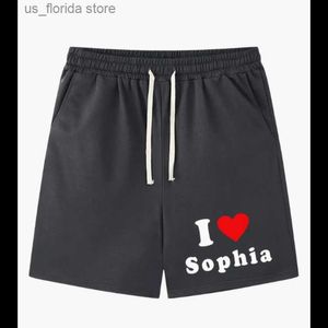 Shorts maschile I Love Swophia Stampa maschile pantaloni da coregne sciolte pantaloncini comodi in stile semplice per il fitness estivo primavera estate y240320