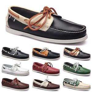 Mens Casual Shoes Black Leisures Silvers Taupe Dlives Brown Grey Red Green Walking Low Soft Multis Leather Men Sneakers Outdoor Trainers Boat Shoes Breattable AA074