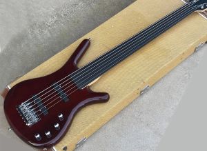 Guitar 6 Strings Fretless Navy Winered Electric Bass with Rosewood Fretboard