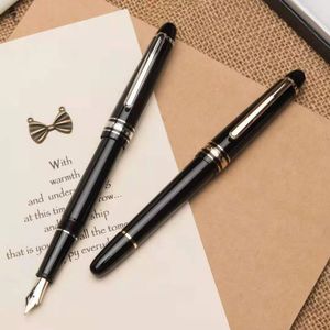 Luxury Pen MB Monte Black Resin Gold and Silver 145 Roller Ball Blance Signature Fountain Pen Office Supplies Gift 240307