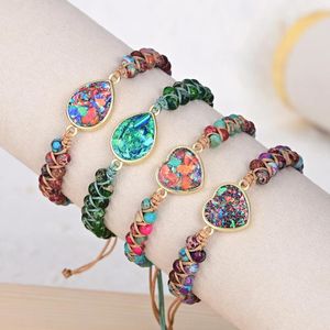 Charm-Armbänder, Opal-Naturstein-Anhänger, Armband, Strang, rechteckig, Perlen, Dropship