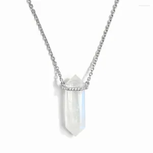 Kedjor Melynn Fashion Column Design Natural Moonstone Necklace 925 Sterling Silver Pendant Jewellery Making Supplies