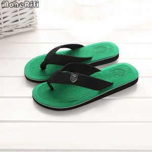 Chinelos casuais homens flip flops 2023 verão sandálias de praia antiderrapante slides planos para casa interior sapatos masculino slipper010 h240322