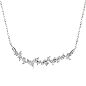 Chains Japanese And Korean Light Luxury S925 Pure Silver Necklace Women's Multi Geometry Zircon Irregular