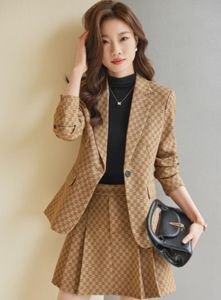 Designer blazer feminino terno saia conjunto fino ajuste ternos de carreira para roupas femininas