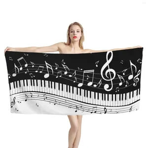 Handduk Mikrofiber kvinnor män barn möter badning hemmahanddukar musikanteckningar pianotryck snabb torr supermjuk strand simning