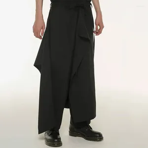 Men's Pants Skirt Japanese Autumn Dark Style Solid Color Classic Simple Casual Loose Straight Wide Leg Trousers