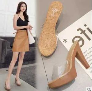 Kleid Schuhe PVC Hausschuhe Frauen Europa Vereinigte Staaten Sommer High Heels 11 cm Sexy Transparent Outdoor Slip Leopard Sandalen Pumpen H2403251