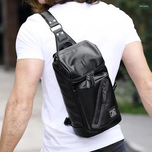 Bag 2024 Large Capacity Messenger Crossbody Casual Men Chest Waterproof PU Leather Shoulder Back Pack For Teenager