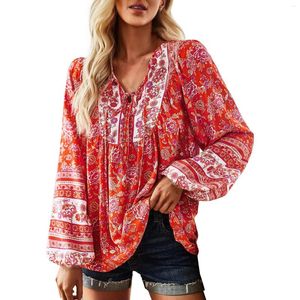 Women's Blouses V-Neck Tie Casual Printed Fashion Button Up For Women Bottom Shirts Cheers Sweatshirt