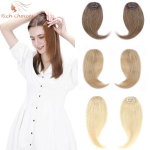 Bangs 2PC/Set Side Bangs Clip in Bangs Real Human Hair French Middle Part Bangs Natural Hair Piece Straight Fringe Hair Extension