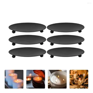 Candle Holders 6 Pcs Iron Candlestick Centerpiece Tray Metal Simple Stand Party Supplies