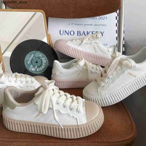 Casual Shoes Womens shoes sports shoes summer 2023 womens shoe platform new fashion casual canvas rose thick soled lace vintage cotton fabric Q240320