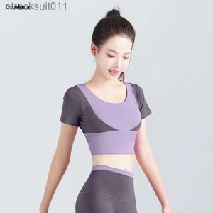 Active Sets Related product list Quick drying womens yoga shirts short sleeved fitness training T-shirts chest pads sportswear gym crop tops Ropa RacortivaC24320