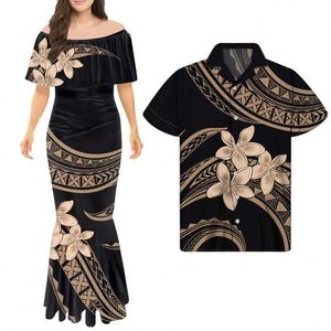 Island Style 2pcs Long Dresses Women Maxi Casual Samoa Tribal Print Puletasi Ladies Summer Hot Sale