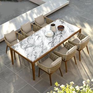 Mobília de acampamento Nordic Mesas e cadeiras ao ar livre Casual Modern Simple Rattan Art Dining Table