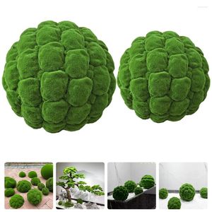 Flores decorativas 2 bolas de musgo artificial verde para jardim pátio casa enfeites de festa de casamento