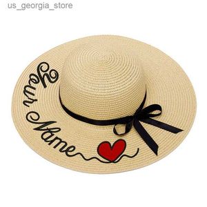 Cappelli a tesa larga Cappelli a secchiello Ricamo Testo personalizzato Ricamo Cappello da sole da donna Cappello a tesa larga Cappello da spiaggia all'aperto Cappello estivo Dropshippin Y240320