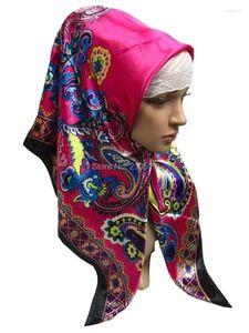 Ethnic Clothing Satin Hijab 100 100cm Hijabs For Woman Cashew Nut Fashion Muslim Square Scarves Turban Femme