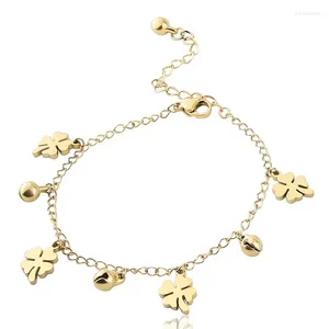 Charm Bracelets Fashion Stainless Steel Jewelry PLANT Clover Bracelet Bangle For Women's Love Gift Wholesale SL0004