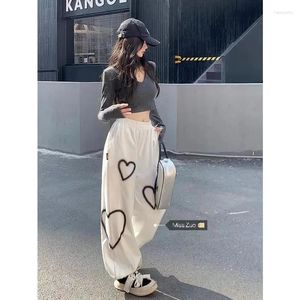 Calças femininas brancas leggings esportes para mulheres primavera e outono 2024 solto bf preguiçoso casual pequeno homem na moda