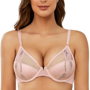 Bras Wingslove Kadınlar Push Up Bra Brae Underwire Kalıplı Kalıplı Yastıklı Şaşkın Demi Mesh T-Shirt