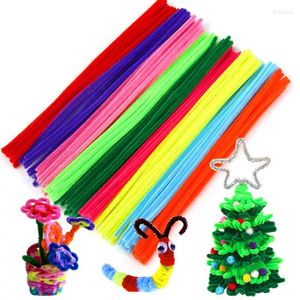 Party Decoration 100st Creative Plush Chenille Sticks Velvelt Artificial Flowers Plants Stem Pipe Cleaner Decorative Handmade Home Deco